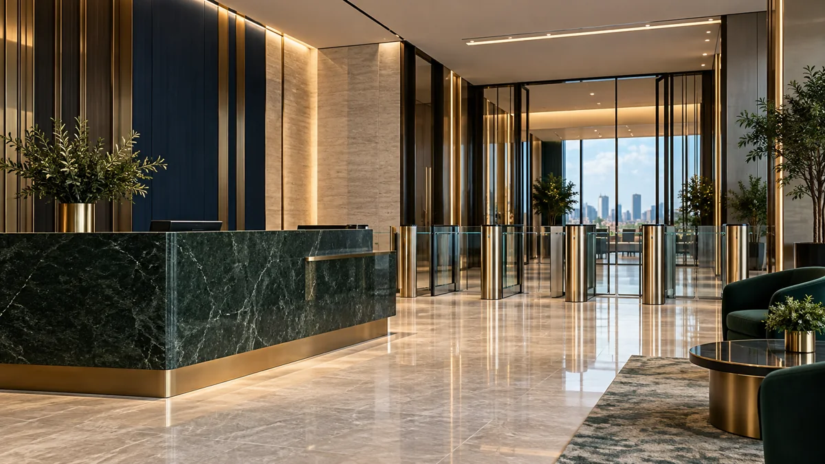 Illustrative image: Corporate office reception and controlled access